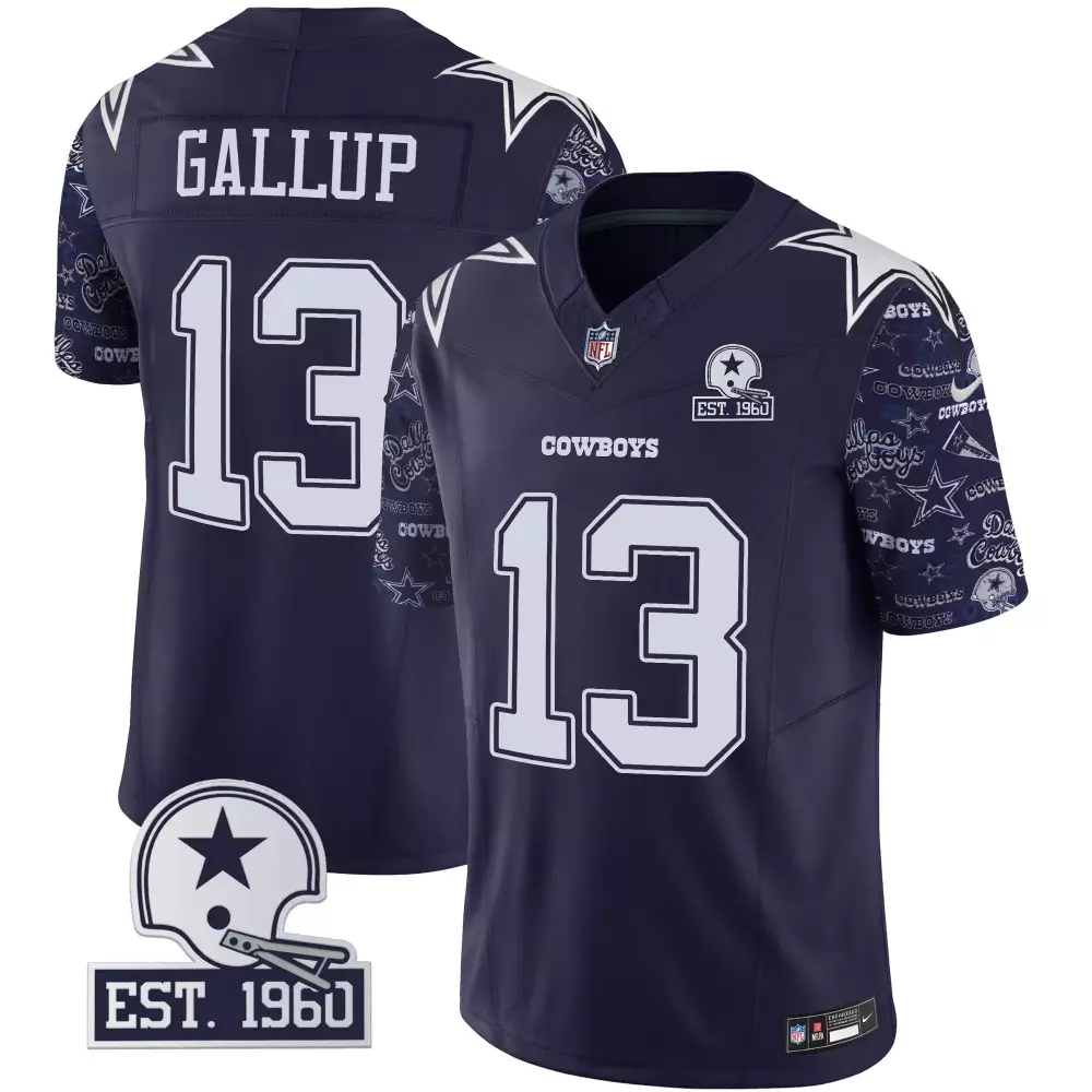 Michael Gallup 13 Dallas Cowboys Jersey Navy Est. 1960 Men White Vapor Limited All
