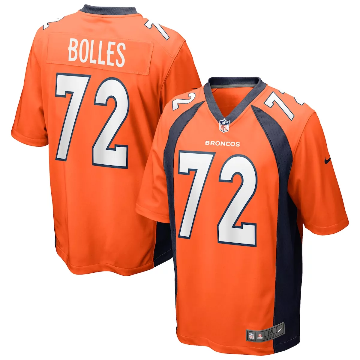 Garett Bolles 72 Broncos Jersey Orange Men Standard Navy Blue Game