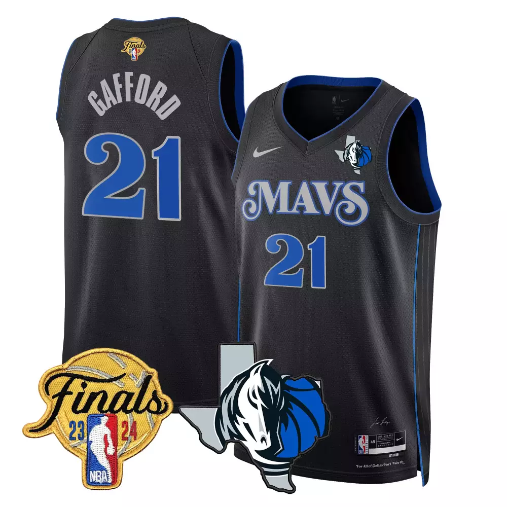 Daniel Gafford 21 Jersey Black Dallas Mavericks 2023-2024 Finals 2023 Men NBA Blue