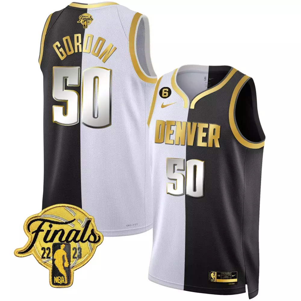 Aaron Gordon 50 Denver Nuggets Jersey Black NBA Finals 2023 Men Split Design White