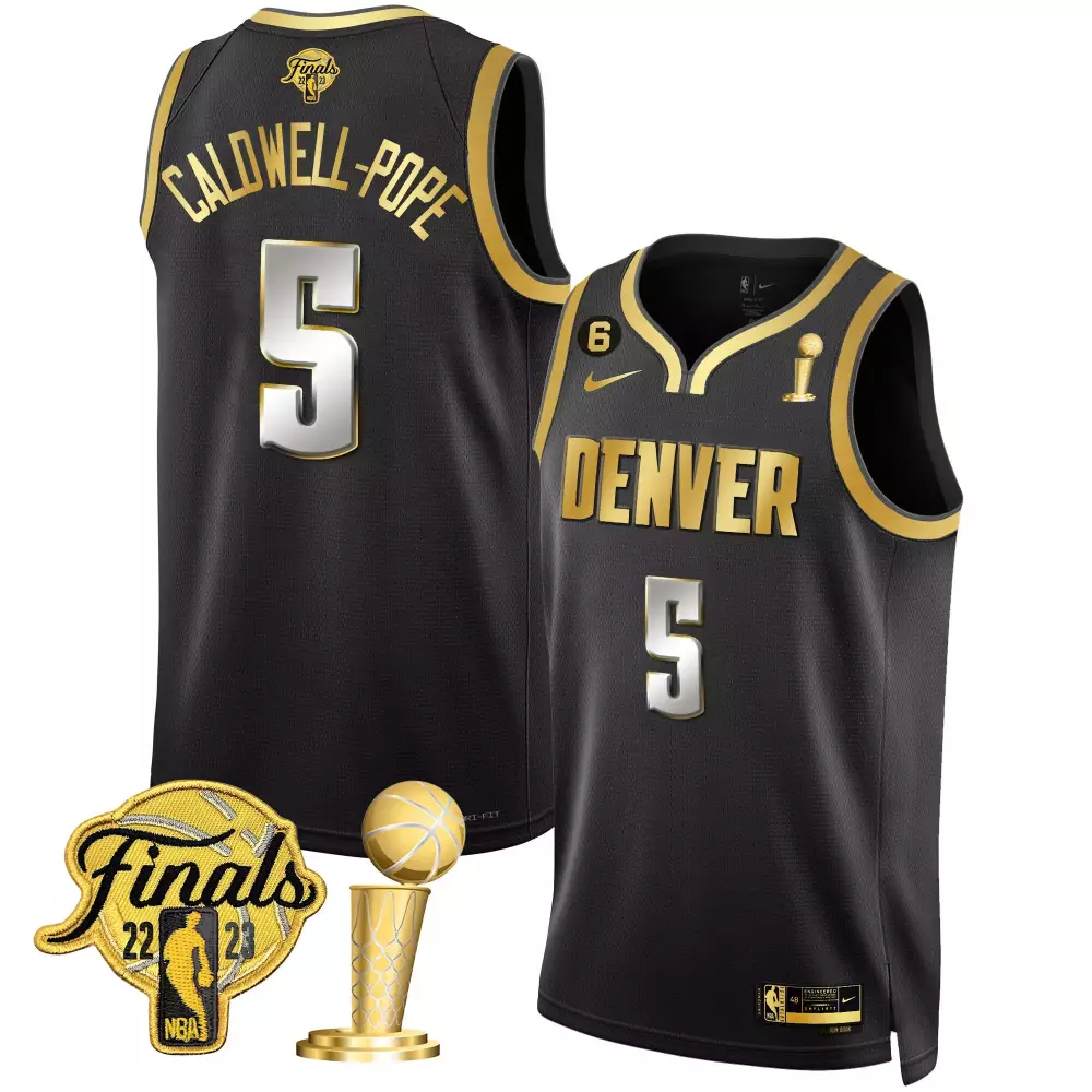 Caldwell-pope 5 Denver Nuggets Jersey Black 2023 NBA Championship Finals Men Gold