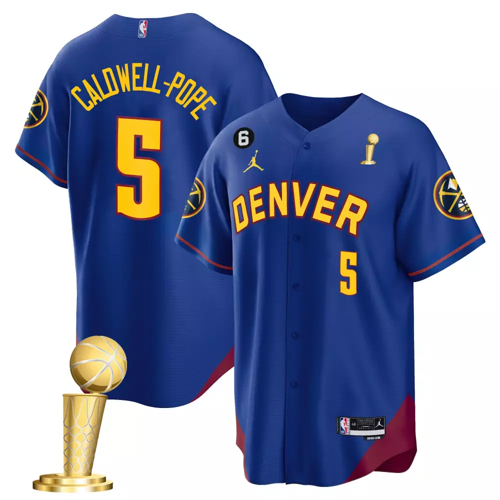 Caldwell-pope 5 Denver Nuggets Jersey Royal Blue Championship Larry O'brien Trophy