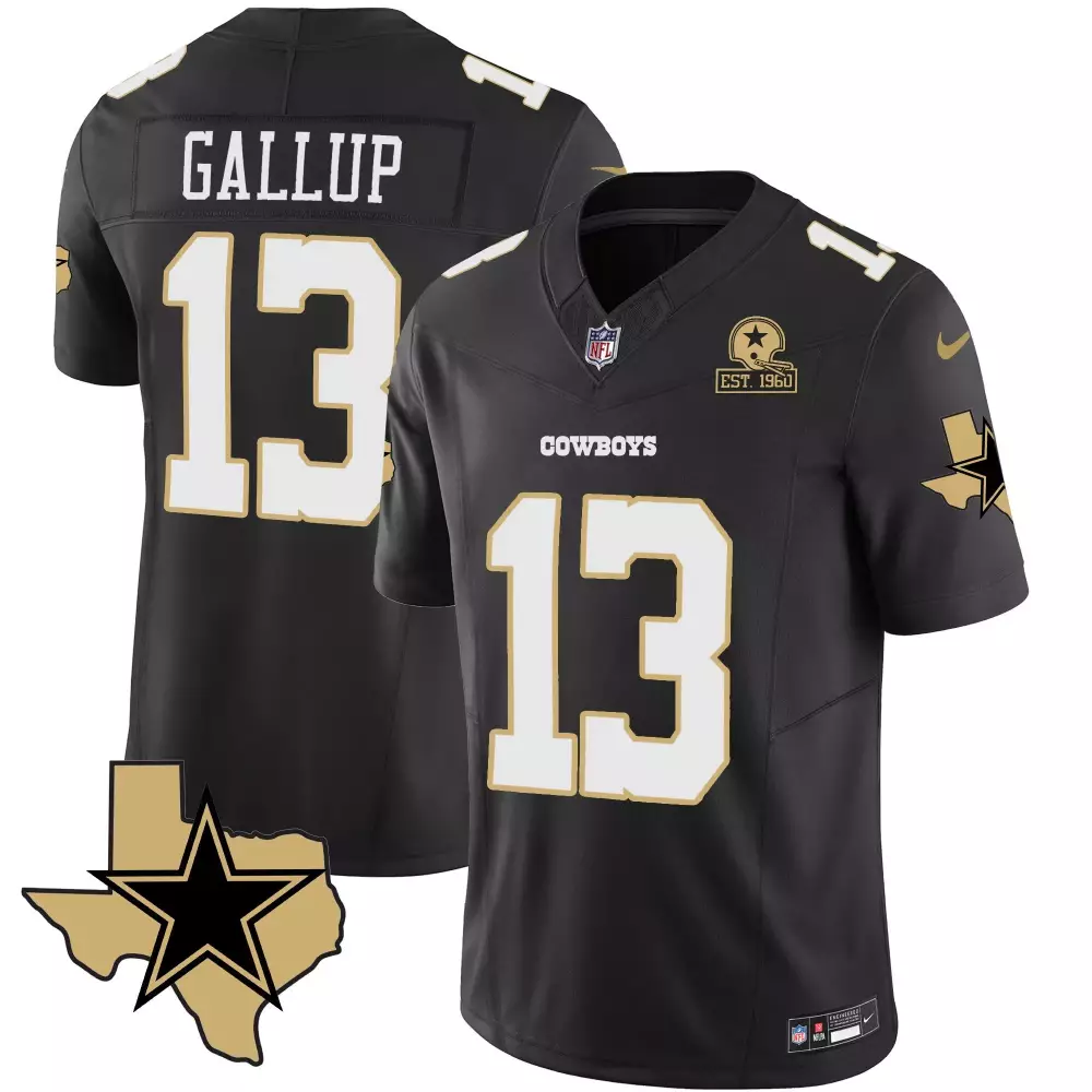 Michael Gallup 13 Cowboys Jersey Black Dallas Salute To Service 1960 Helmet Texas Outline Star