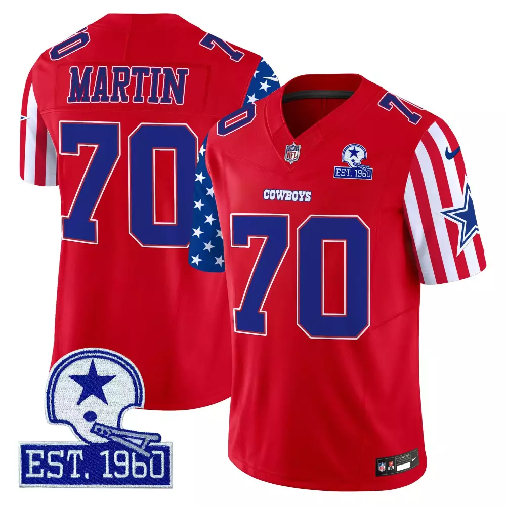 Zack Martin 70 Cowboys Jersey Red Helmet Men Split Design Blue White Vapor Limited