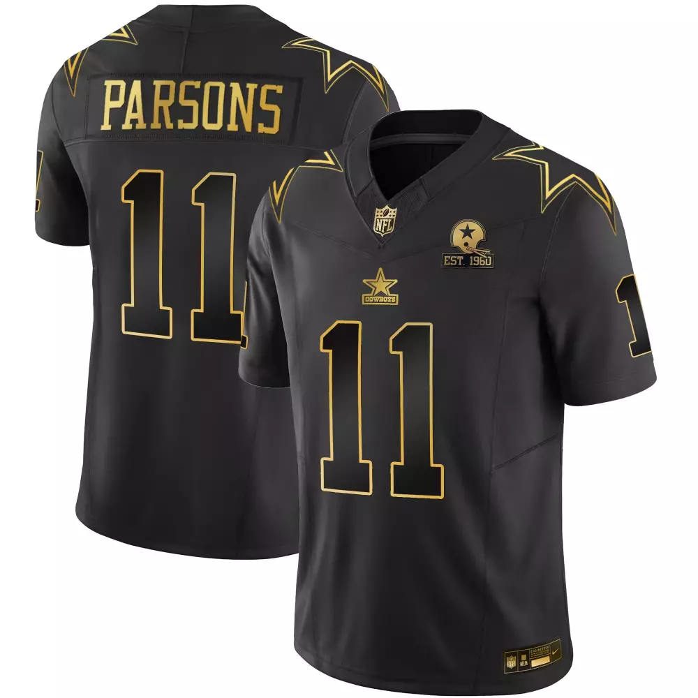 Micah Parsons 11 Cowboys Jersey Black 2023 History Month Men Gold Throwback Limited