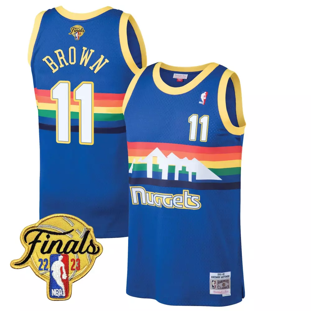 Brown 11 Nuggets Jersey Blue Finals 22-23 Men Yellow Red Orange Green White Classic
