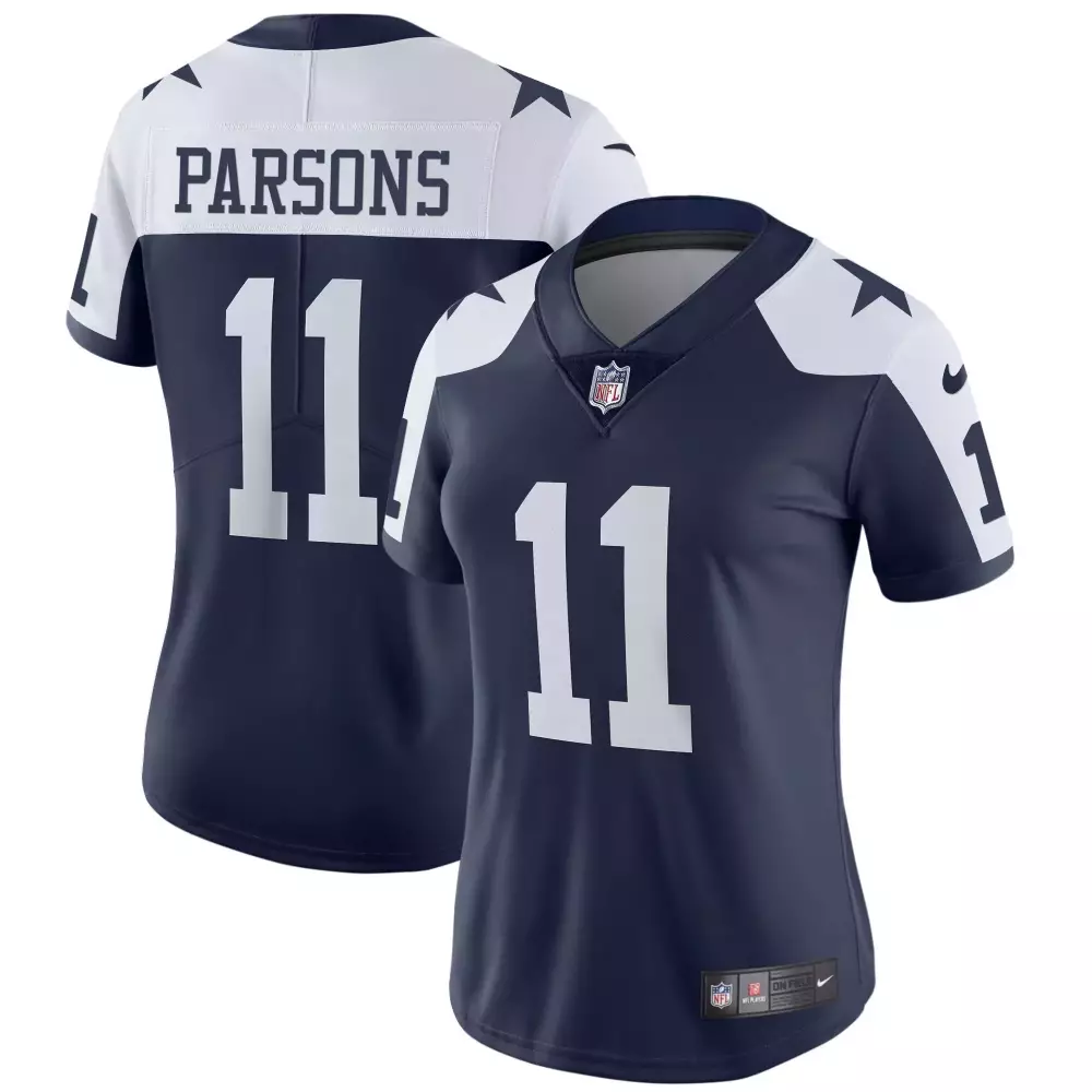 Micah Parsons 11 Dallas Cowboys Jersey Navy Blue Women Vapor Limited White Throwback