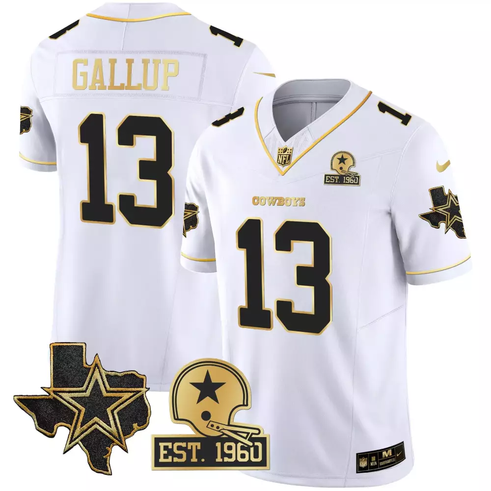 Michael Gallup 13 Cowboys Jersey White Texas Star Helmet 1960 Men Alternate Black