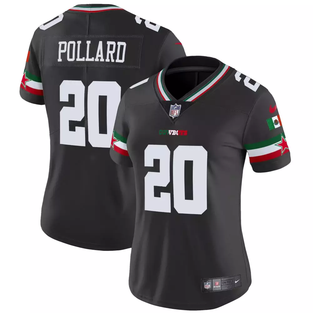Tony Pollard 20 Dallas Cowboys Jersey Black Mexico City Series Women White Green