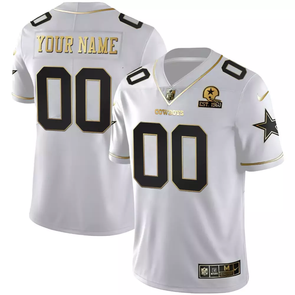 Custom Cowboys Jersey White 2023 Men Black Gold All Stitched