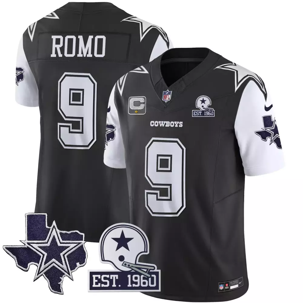 Tony Romo 9 Cowboys Jersey Black Men White Throwback Vapor Limited All Stitched