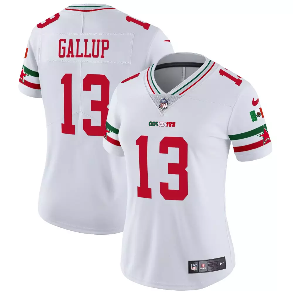 Michael Gallup 13 Cowboys Jersey White Mexico National Football Team Flag Women Standard