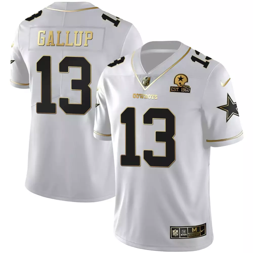 Michael Gallup 13 Cowboys Jersey White 1960 Throwback Men Black Gold Vapor Limited