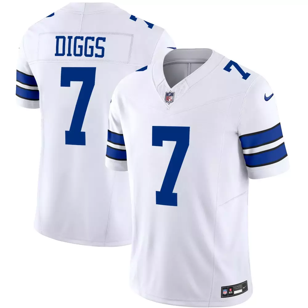 Trevon Diggs 7 Dallas Cowboys Jersey White Men Replica Blue Silver Vapor Limited