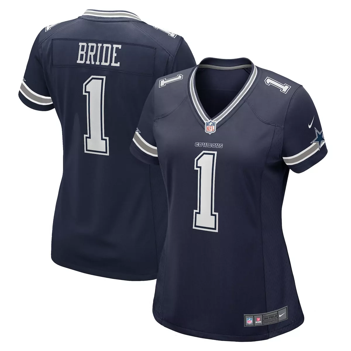 Trikweze Bridges 1 Dallas Cowboys Jersey Navy Women Authentic Silver White Game