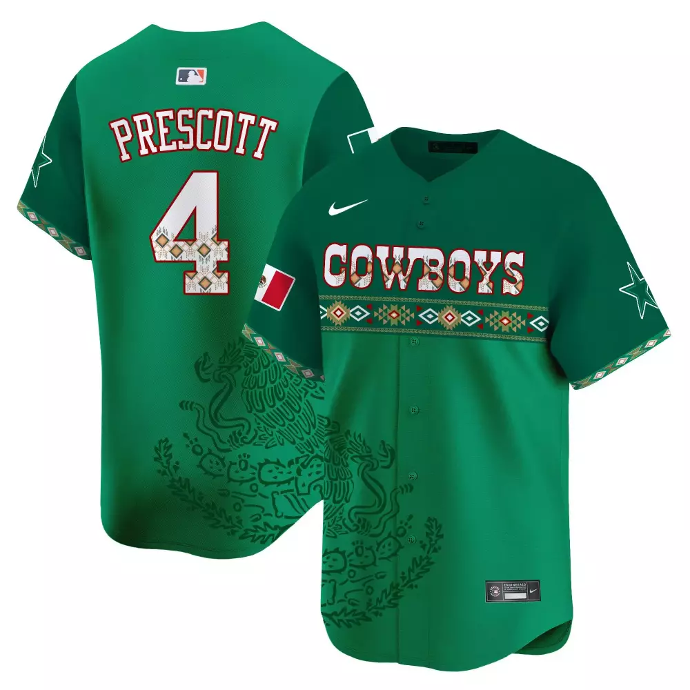 Dak Prescott 4 Cowboys Jersey Green Mexico Day Of The Dead Flag Men Custom Design