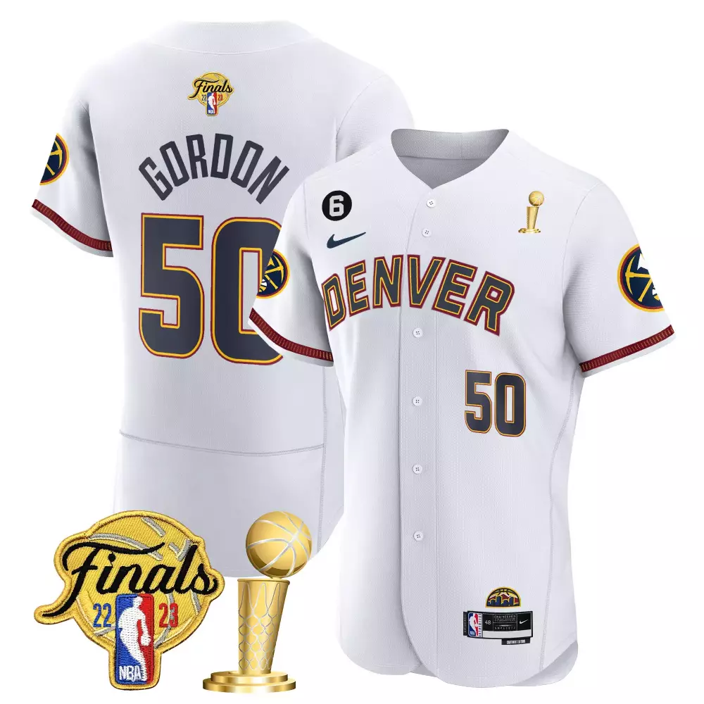 Aaron Gordon 50 Denver Nuggets Jersey White 2023 NBA Finals Men Alternate Navy Maroon