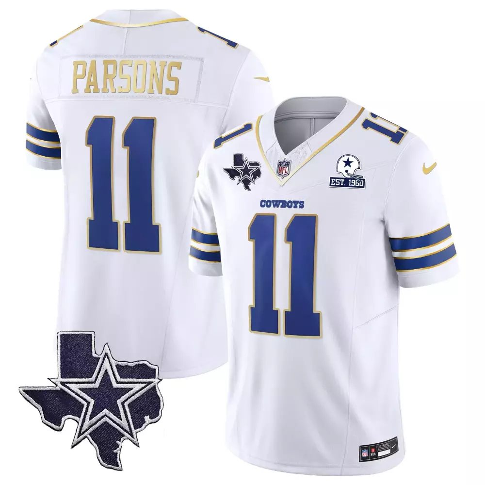 Micah Parsons 11 Dallas Cowboys Jersey White Navy/white 60th Anniversary Star Men