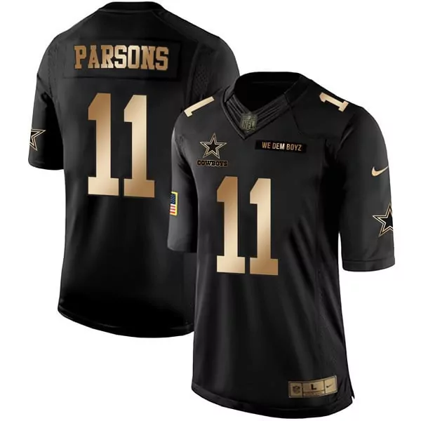 Micah Parsons 11 Cowboys Jersey Black We Dem Boyz USA Flag Men Gold Collection All
