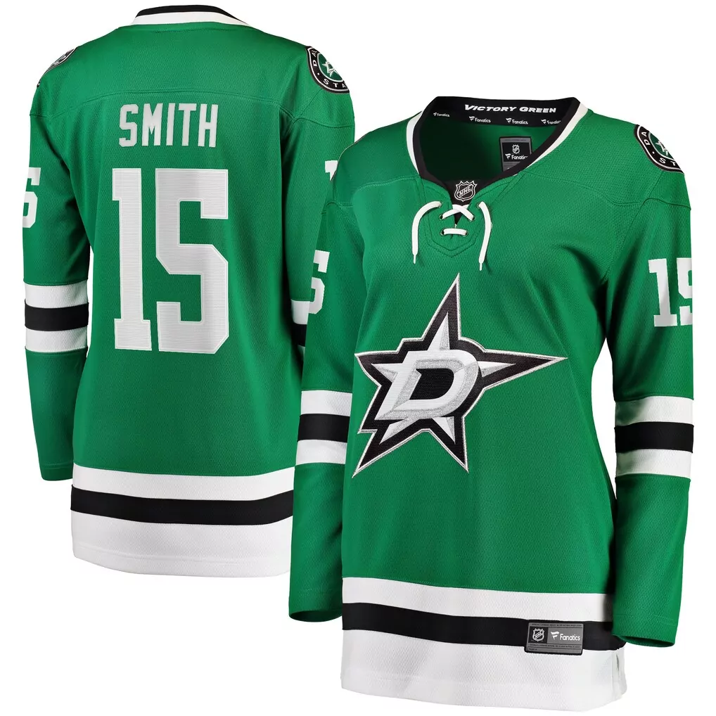 Smith 15 Dallas Stars Jersey Green Women Ice White Black Home Breakaway
