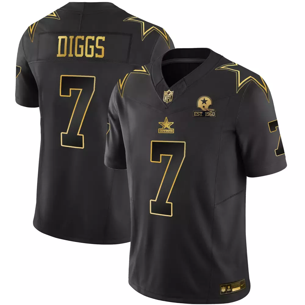 Trevon Diggs 7 Dallas Cowboys Jersey Black Salute To Service Men Alternate Gold Throwback