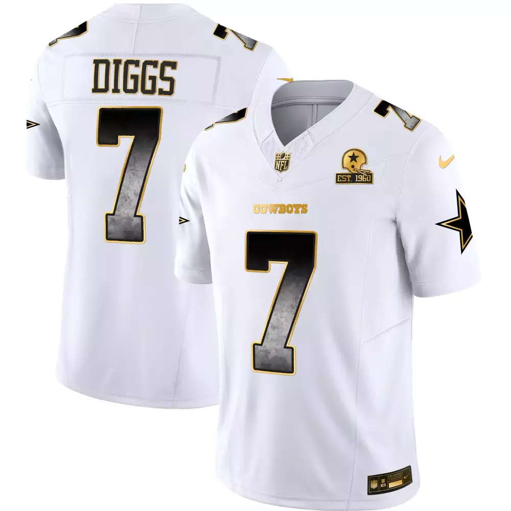 Trevon Diggs 7 Cowboys Jersey White Est. 1960 Men Player Black Gold Vapor All Stitched