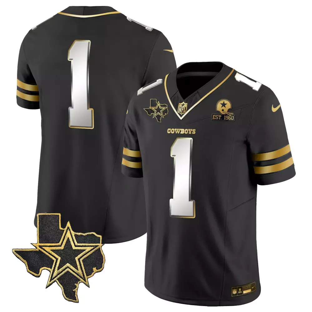 Dak Prescott 1 Dallas Cowboys Jersey Black 100th Season Texas Star Men Player Alternate