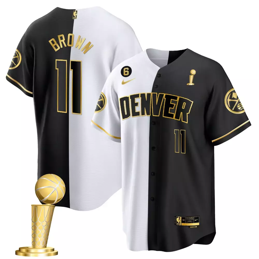 Bruce Brown 11 Denver Nuggets Jersey Black NBA Finals Championship Trophy Men Split