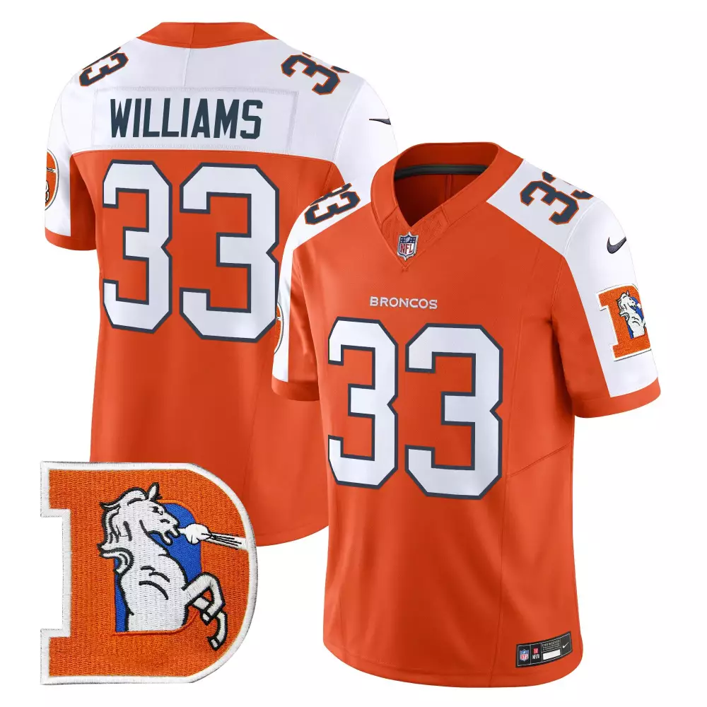 Kristian Williams 33 Jersey Orange Denver Broncos Men White Navy Blue Alternate Throwback