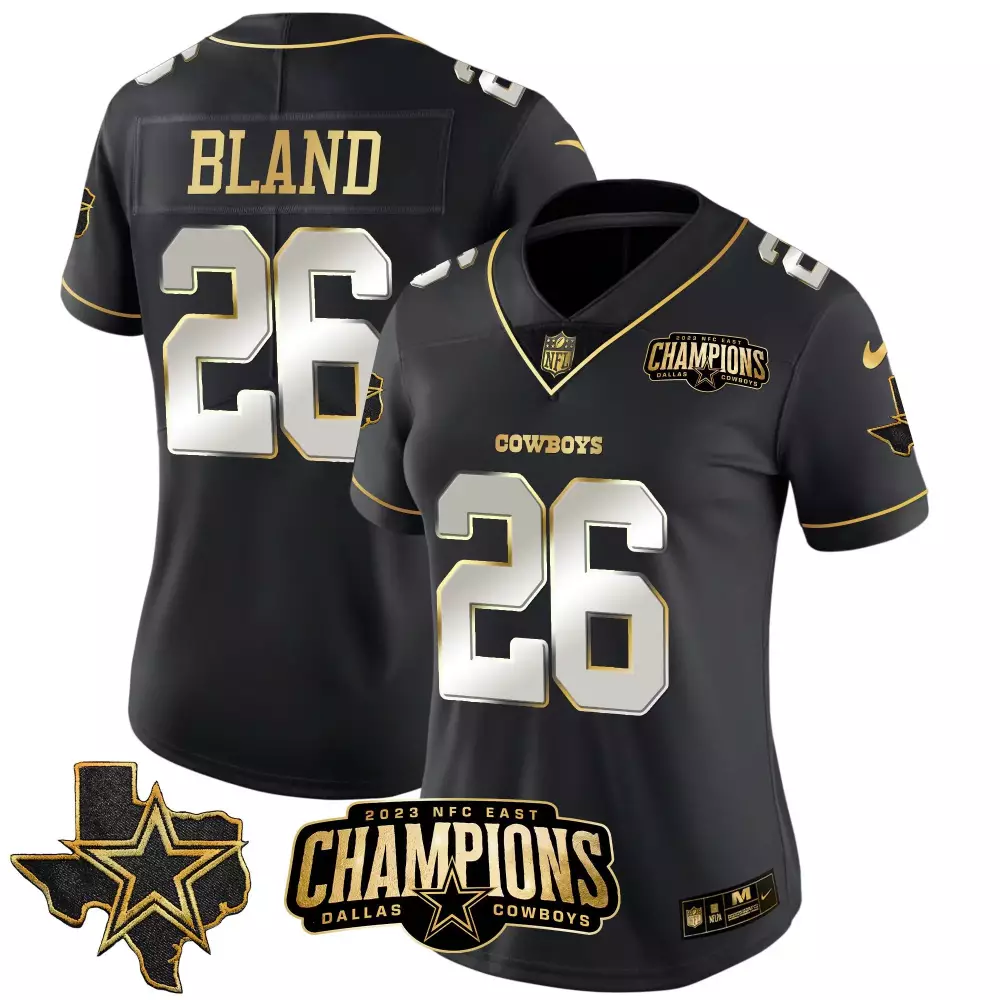 Daron Bland 26 Dallas Cowboys Jersey Black NFC East Champions 2023 Women Gold White