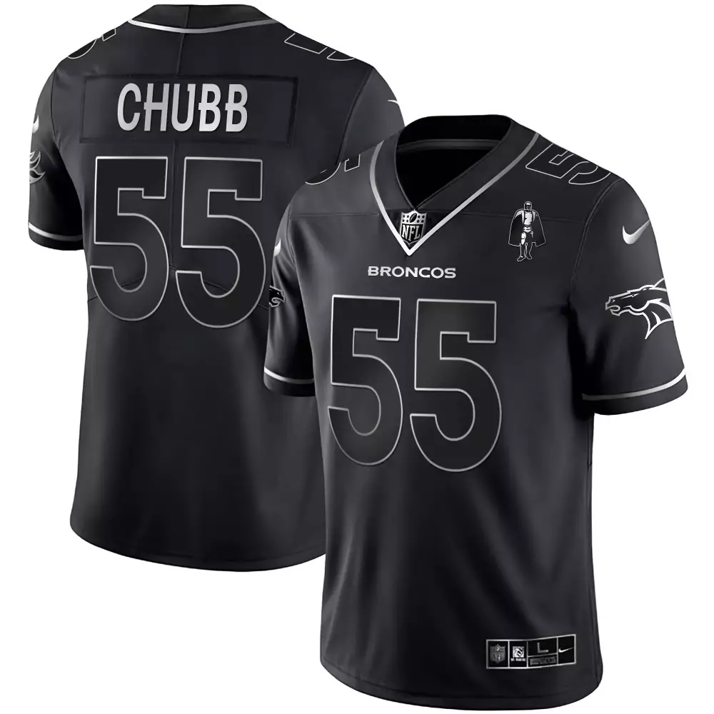 Chubb 55 Broncos Jersey Black Super Bowl Xxxii Champions Denver Men Player Silver