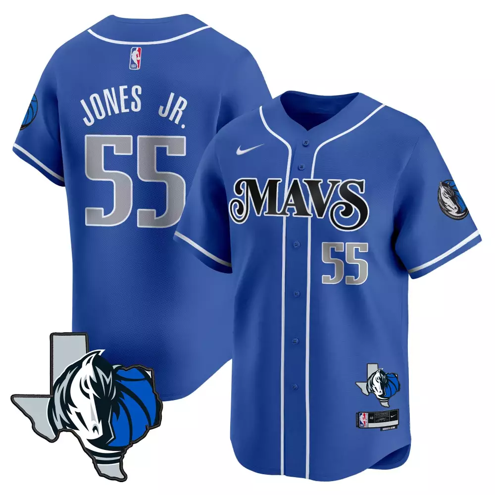 Derrick Jones Jr. 55 Jersey Blue City Connect Dallas Mavericks Men White Silver All