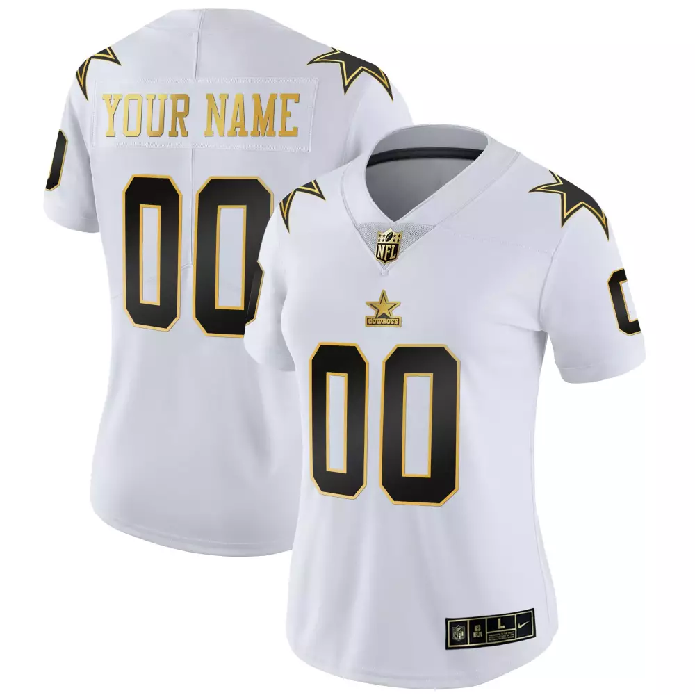 Custom Cowboys Jersey White Women Standard Alternate Black Gold All Stitched