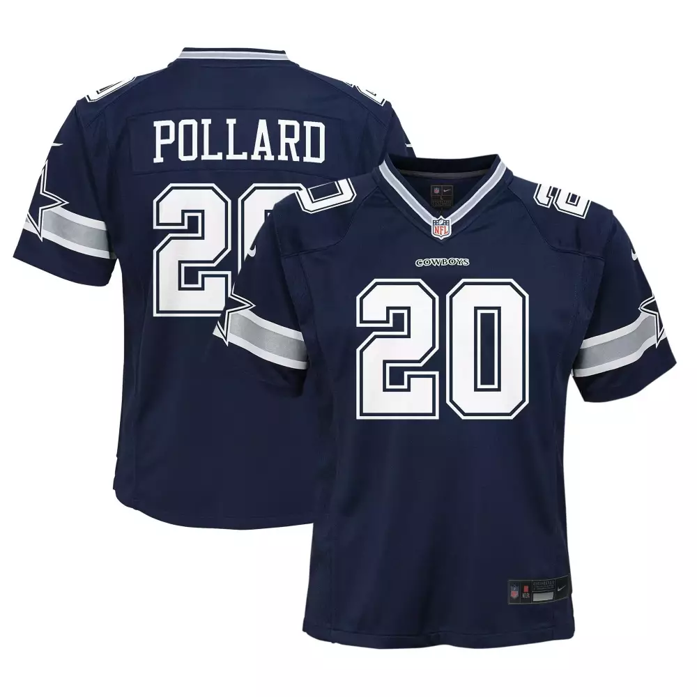 Tony Pollard 20 Cowboys Jersey Navy Men Standard Silver White