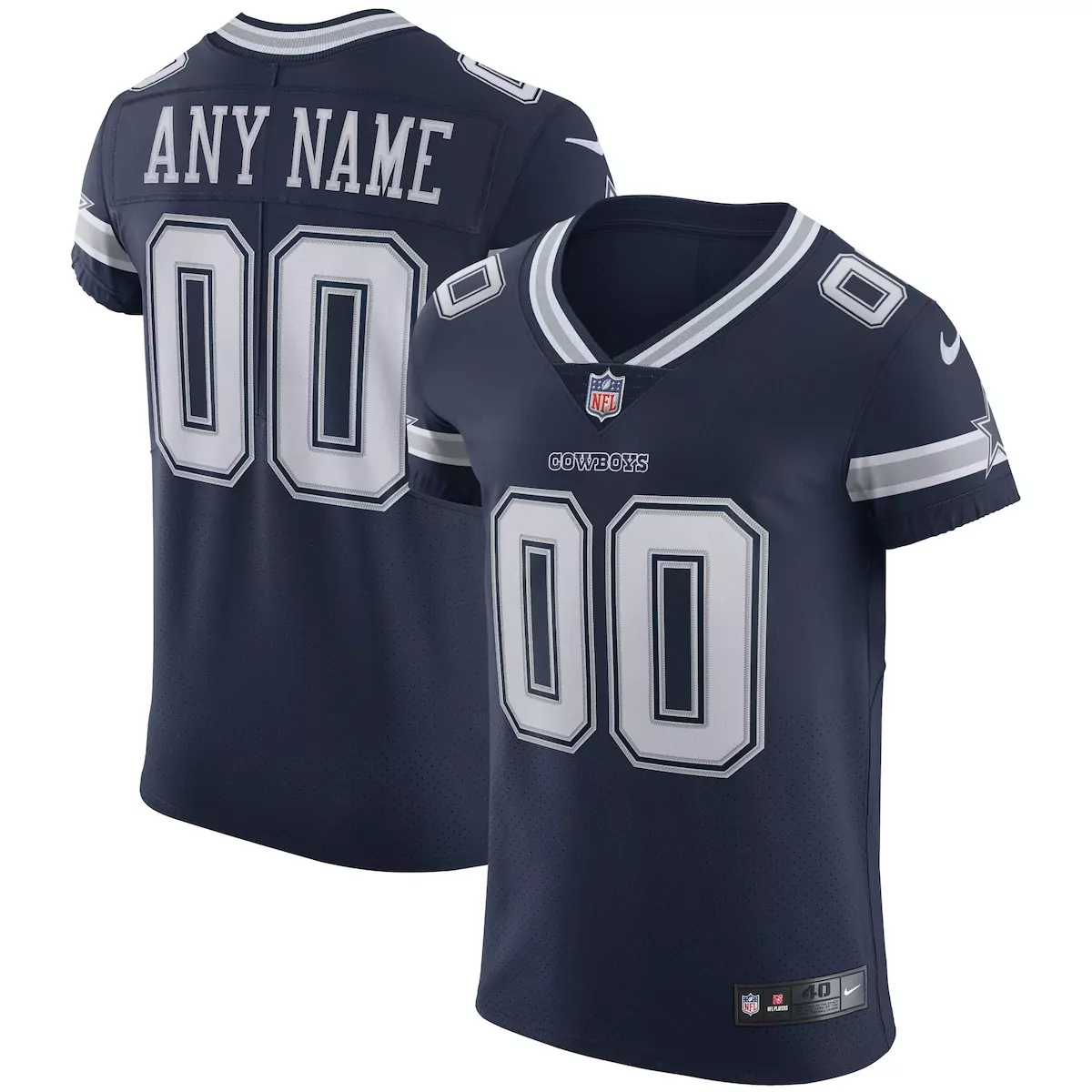 Dallas Cowboys Jersey Navy Blue Men Game White Silver Vapor Elite Custom