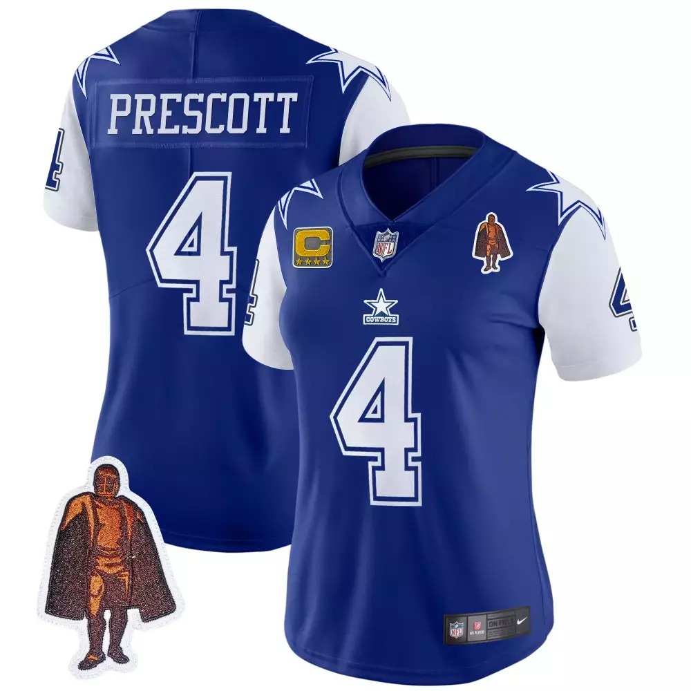 Dak Prescott 4 Cowboys Jersey Blue Special Edition Captains Men White Throwback Limited