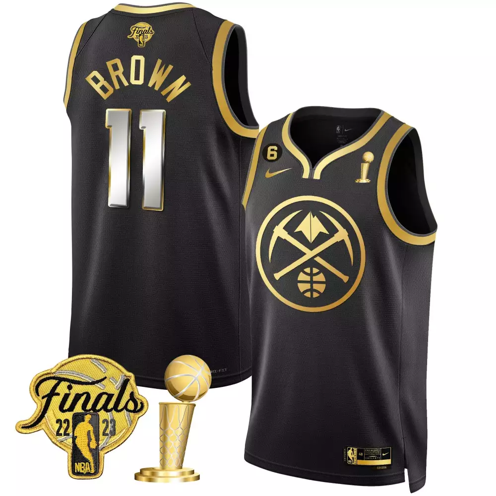 Bruce Brown 11 Denver Nuggets Jersey Black 2023 NBA Champions Finals Men Standard
