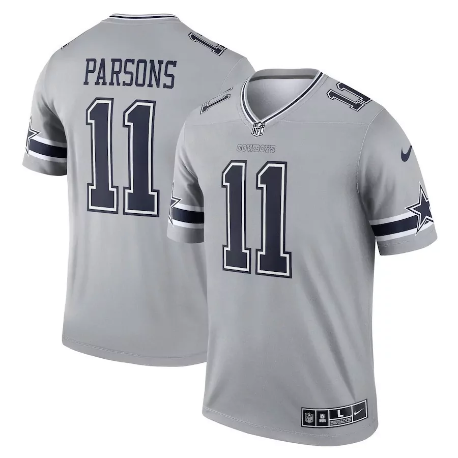 Micah Parsons 11 Cowboys Jersey Gray Men Navy Blue Game All Stitched