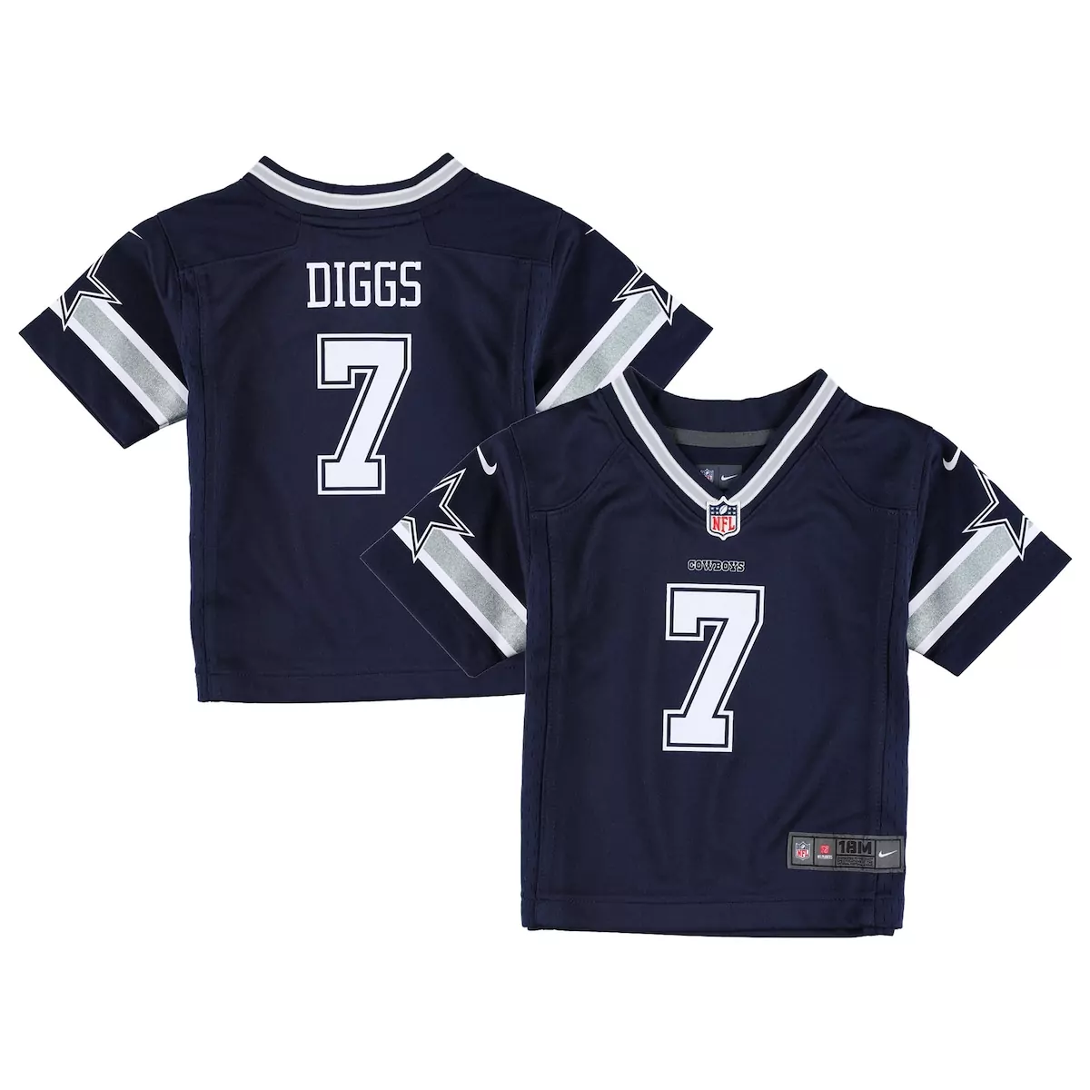 Trevon Diggs 7 Dallas Cowboys Jersey Navy Blue Kids On-field Silver White Game
