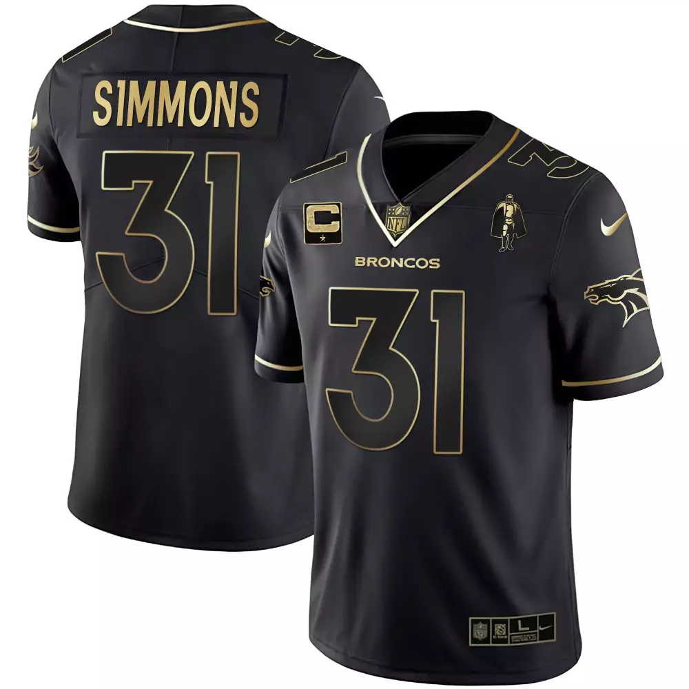 Justin Simmons 31 Broncos Jersey Black Super Bowl Xxxii 25th Anniversary Captain's