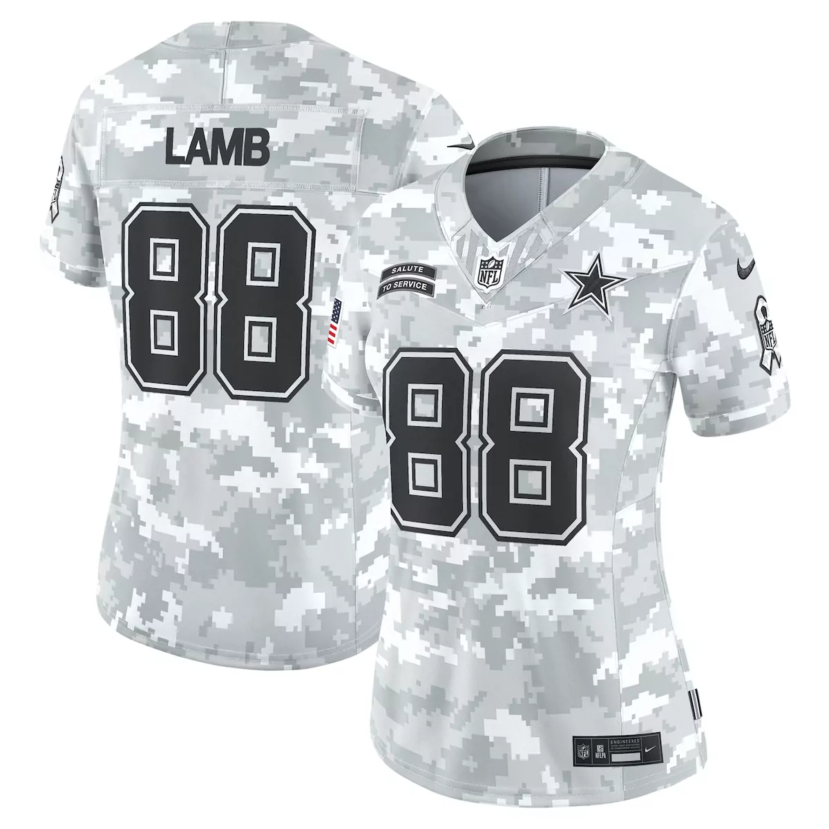 Ceedee Lamb 88 Dallas Cowboys Jersey White Salute To Service American Flag Men Alternate