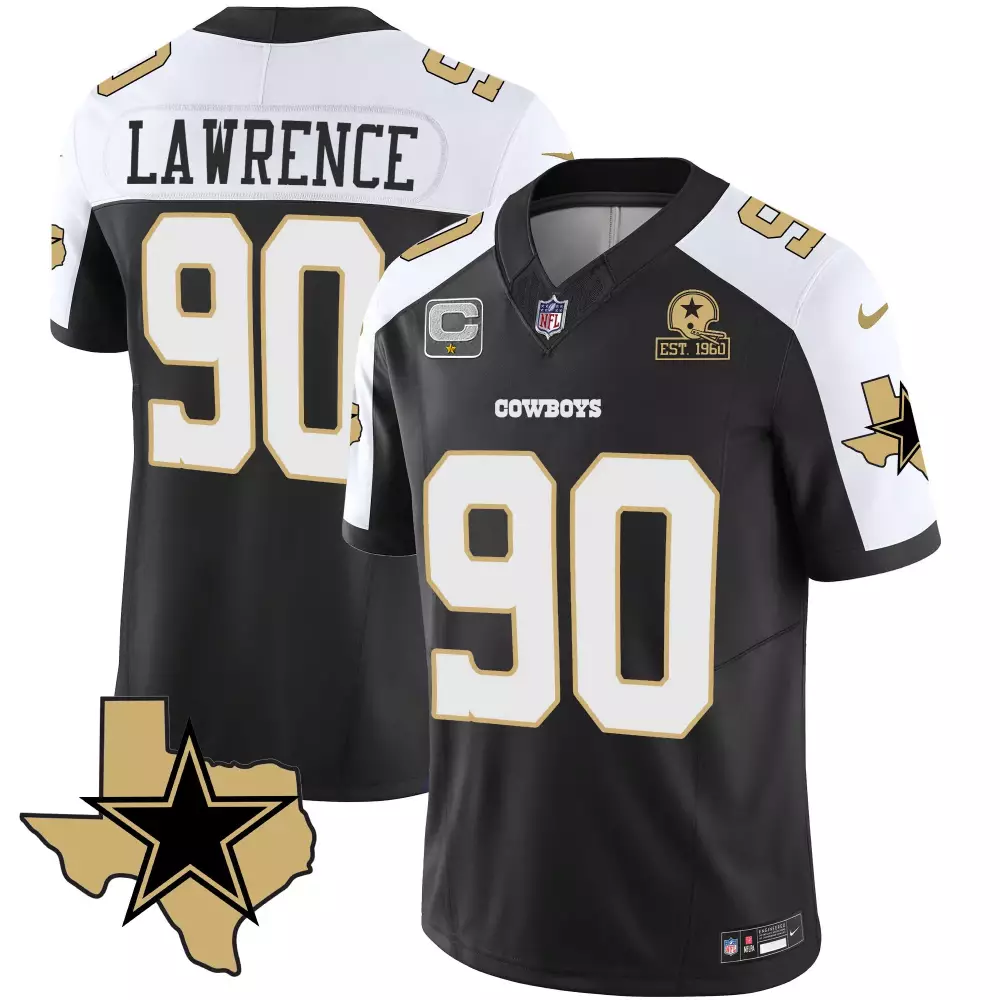 Demarcus Lawrence 90 Cowboys Jersey Black Color Rush (captain) 1960 Helmet Men White