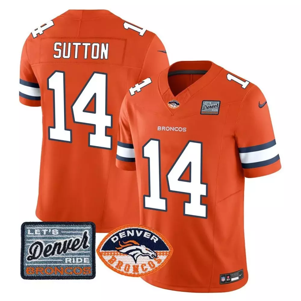 Courtland Sutton 14 Jersey Orange Let's Ride Denver Broncos Oval 2020 Men Player