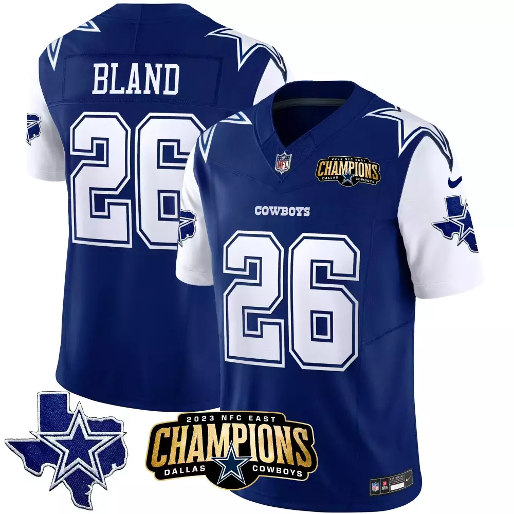 Daron Bland 26 Dallas Cowboys Jersey Blue 2023 NFC East Champions Men White Vapor