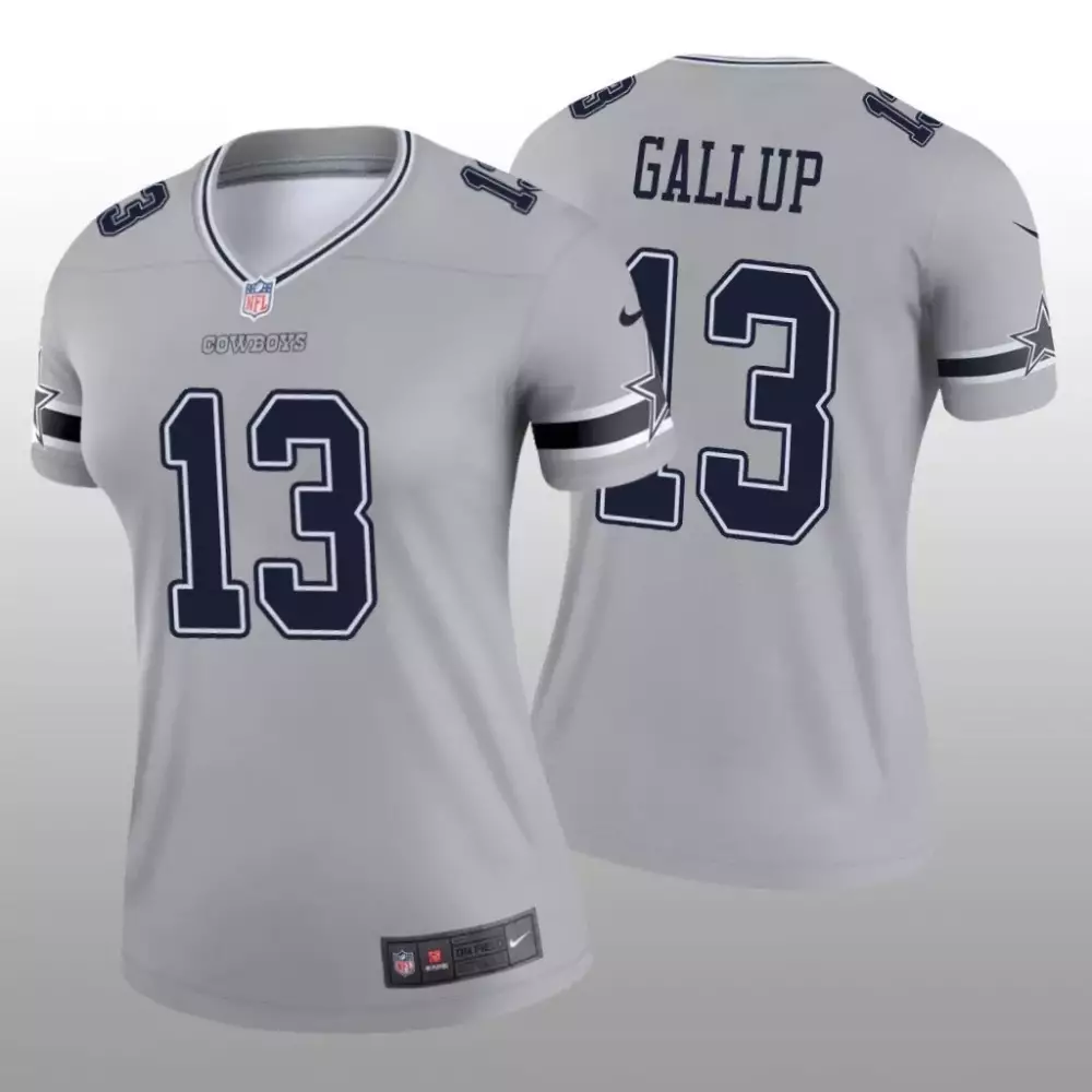Michael Gallup 13 Cowboys Jersey Gray Women Player Alternate Navy White