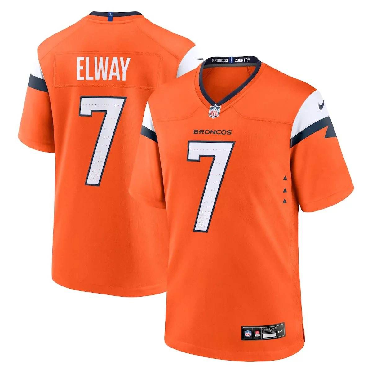 John Elway 7 Broncos Jersey Orange Men White Navy Collection Retired Game