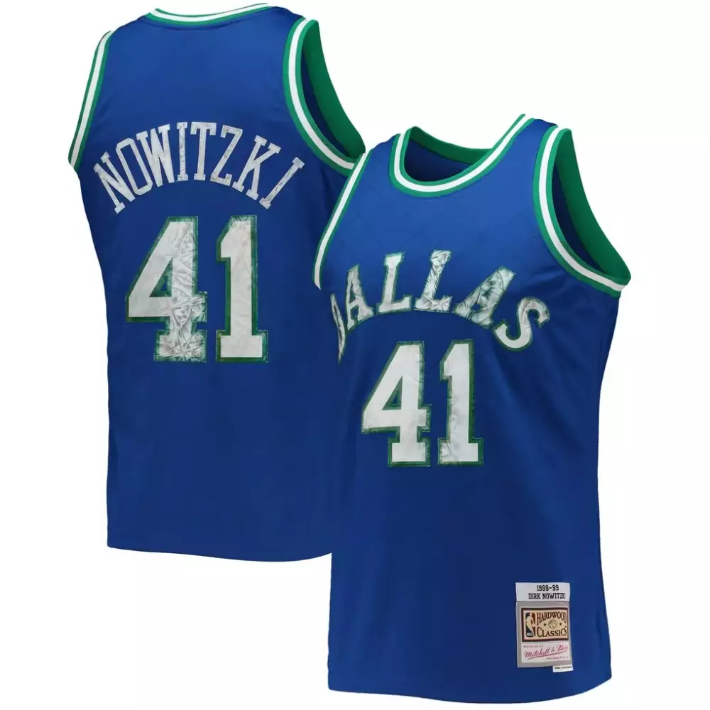 Dirk Nowitzki 41 Dallas Mavericks Jersey Blue 1998-99 Mitchell Ness Hardwood Classics