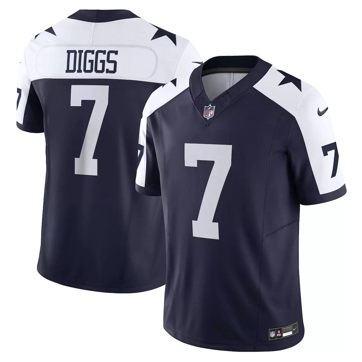 Trevon Diggs 7 Dallas Cowboys Jersey Navy Blue Men Official White Vapor Limited