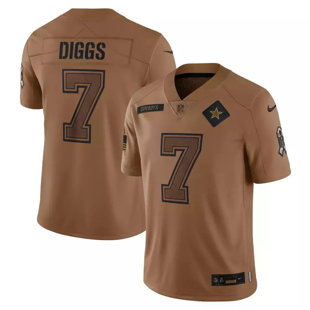 Trevon Diggs 7 Cowboys Jersey Brown Star American Flag Men NFL Navy Blue Limited