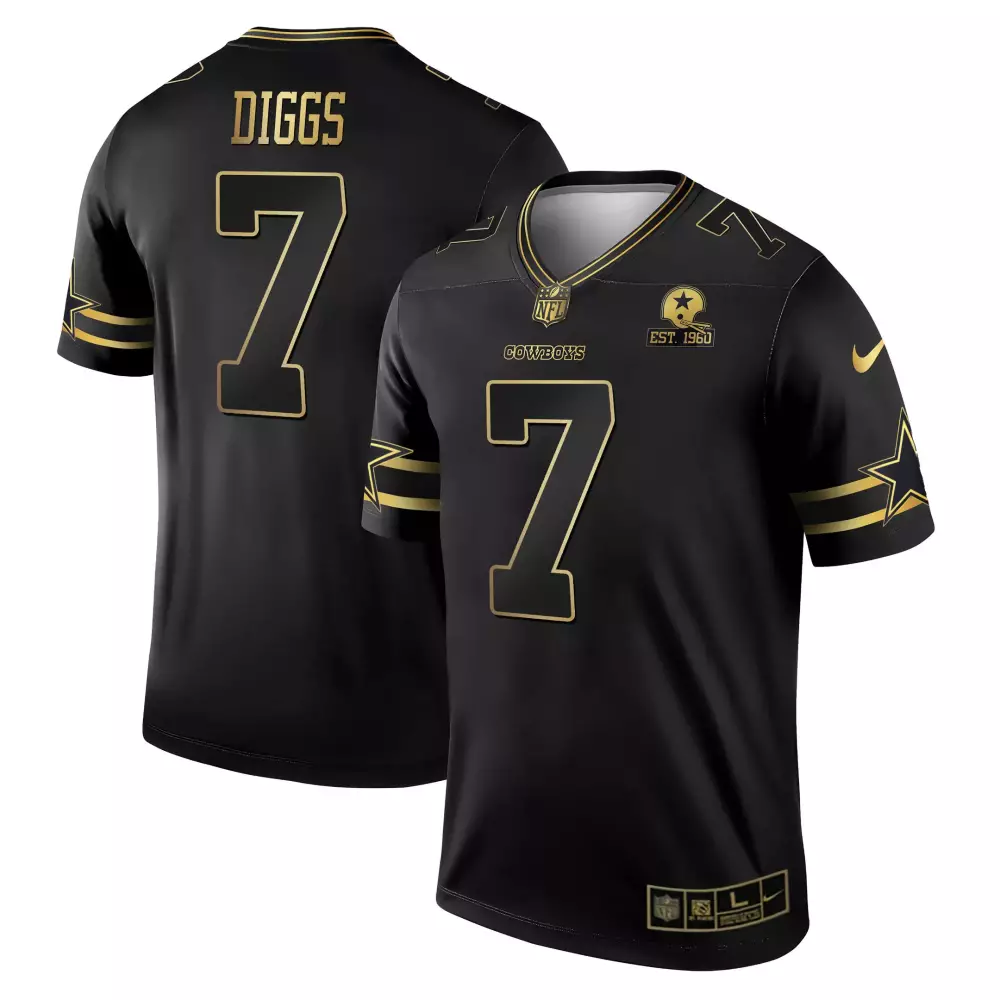 Trevon Diggs 7 Cowboys Jersey Black Men Gold Game All Stitched